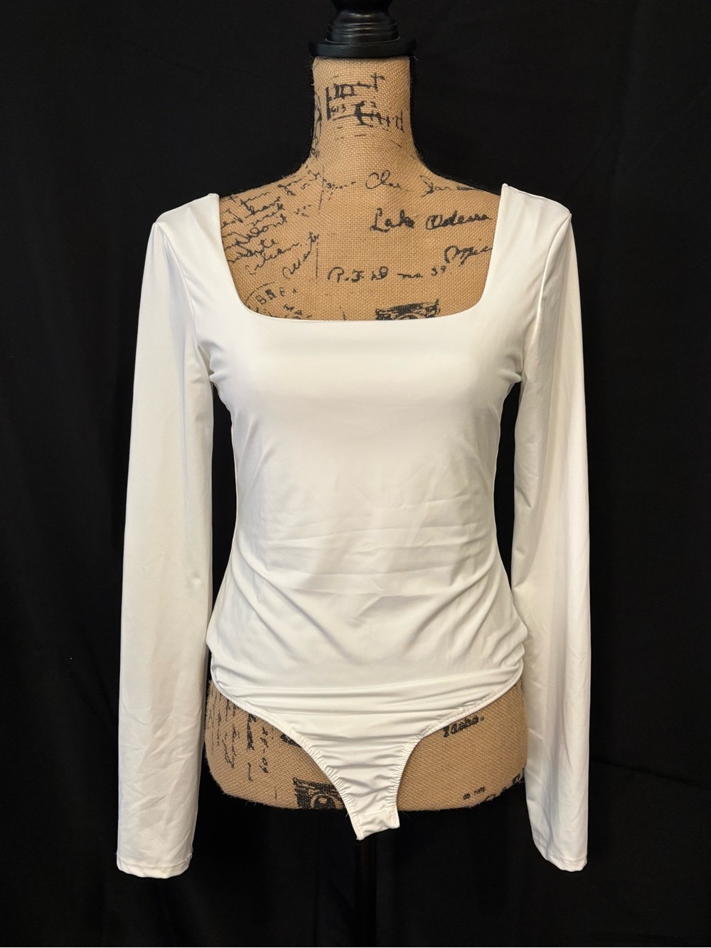 21 Saints White Square-Neck Long-Sleeve Bodysuit